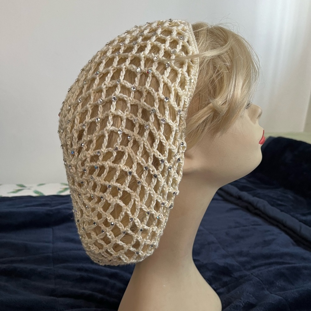 Ivory bridal snood with Swarovski Crystals